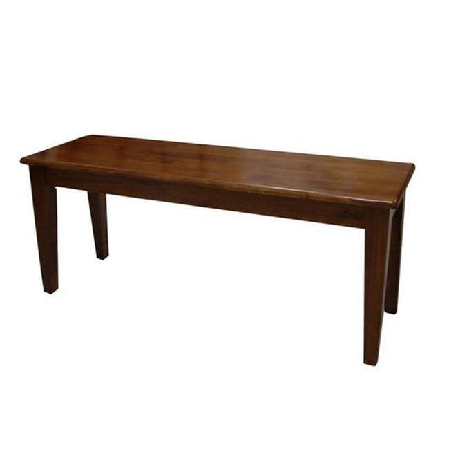 Boraam Shaker 18in Dining Height Backless Wood Dining Bench, Walnut Finish