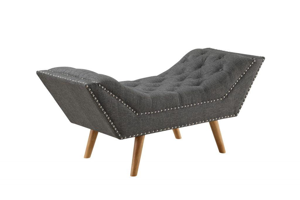 Elegant Gray Button-Tufted Storage Bench with Nailhead Trim