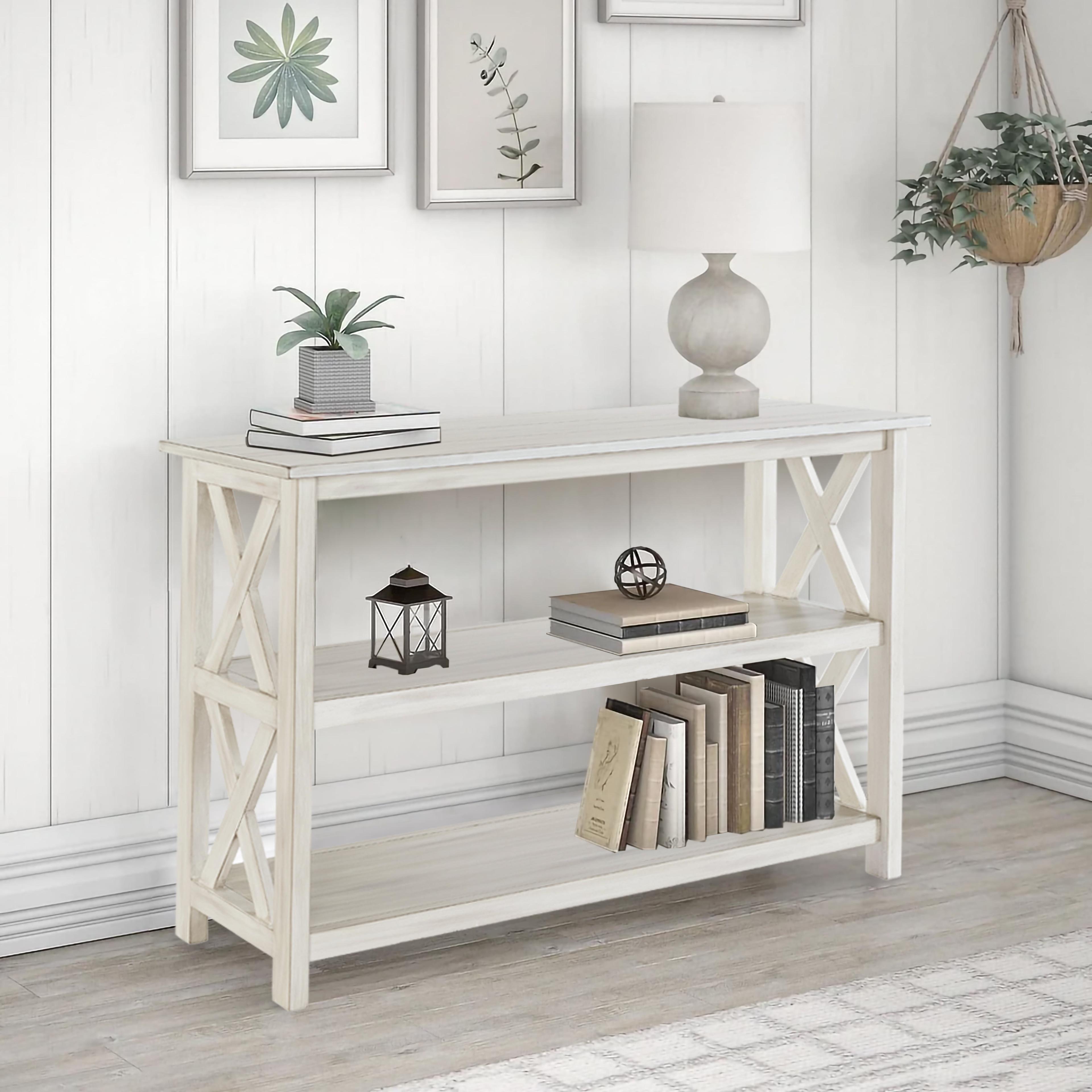 Jamestown Antique White 42" Wood Entryway Table with Storage