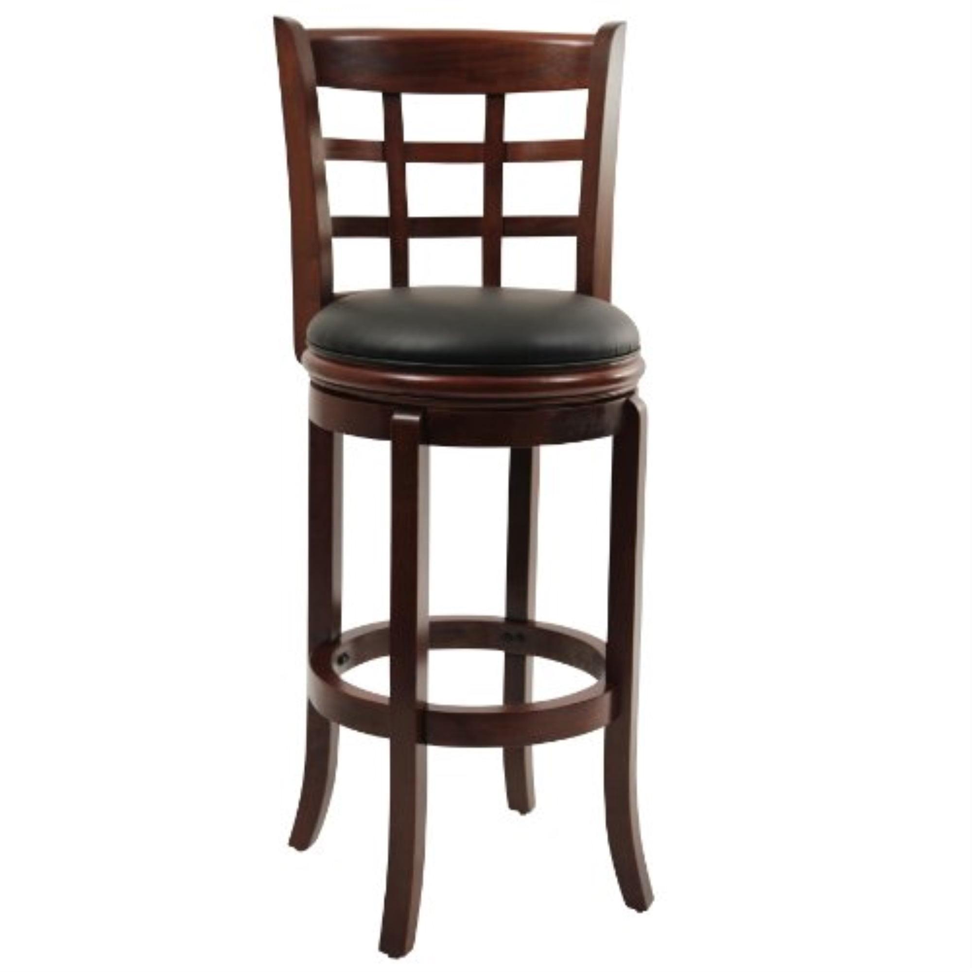 Kyoto Cherry Wood and Leather 360° Swivel Barstool