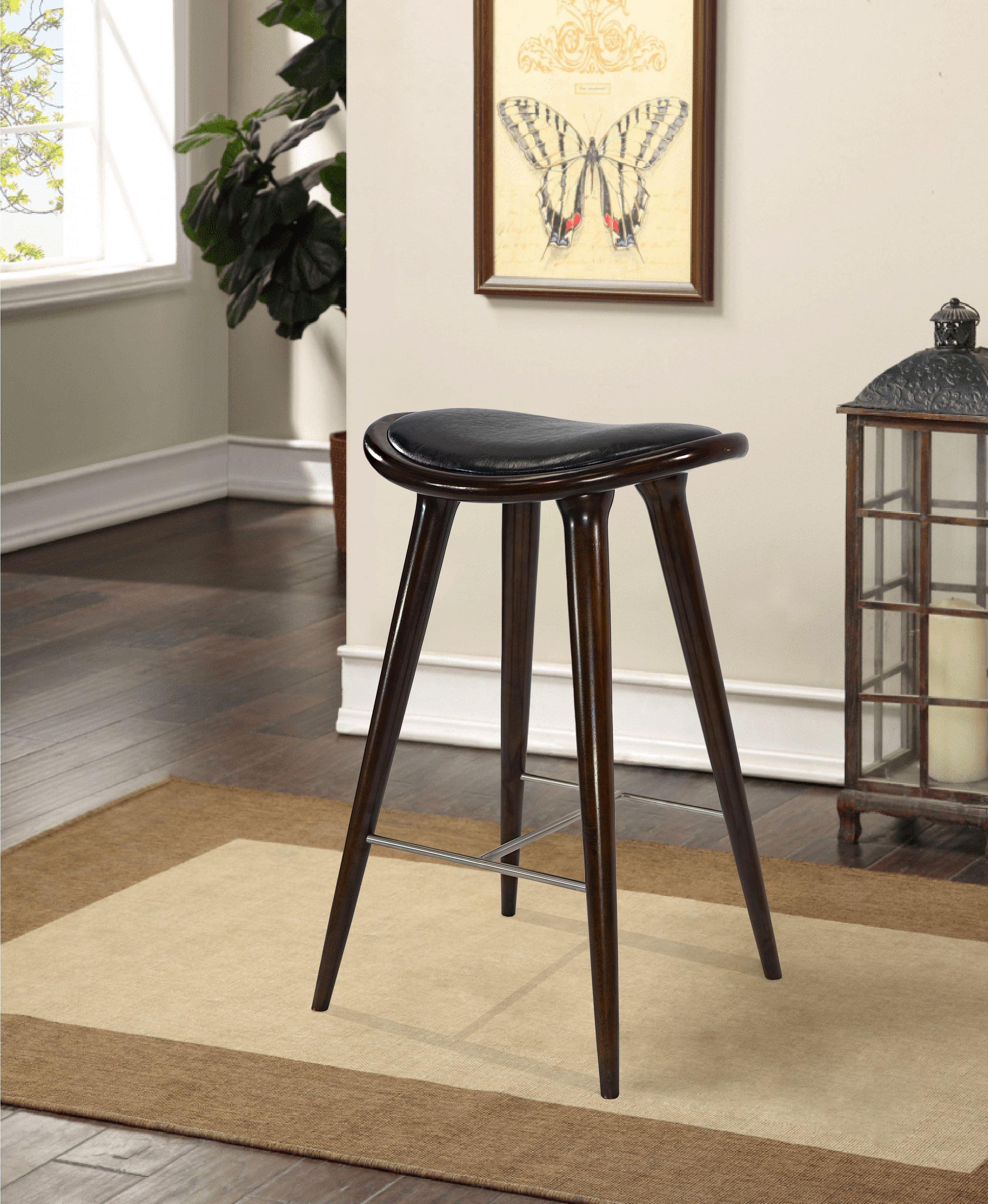 Lucio 28" Oval Backless Black Saddle Wood & Metal Barstool