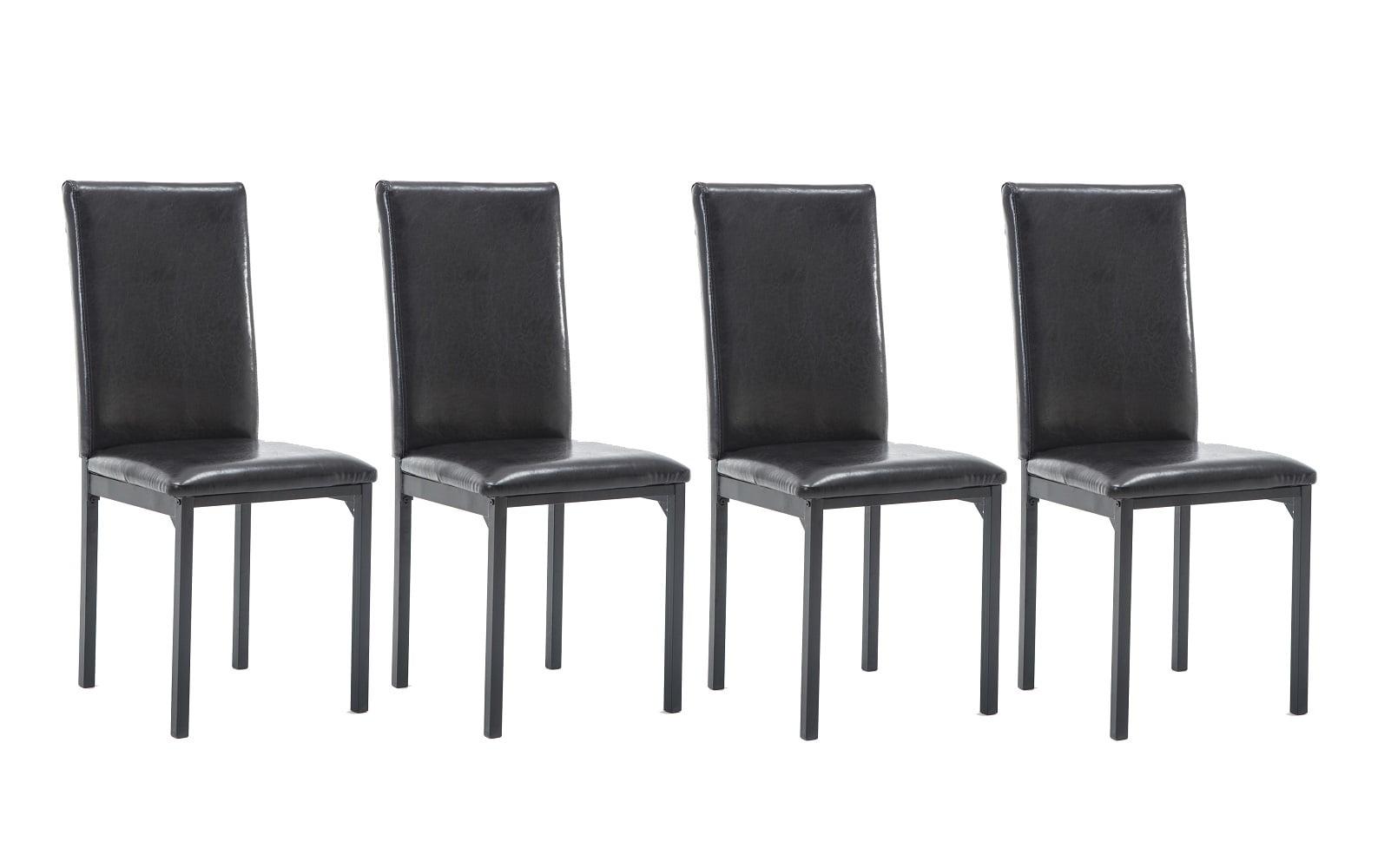 Set of 4 Arjen Dining Chairs Black - Boraam: Faux Leather, Metal Frame, Contemporary Style