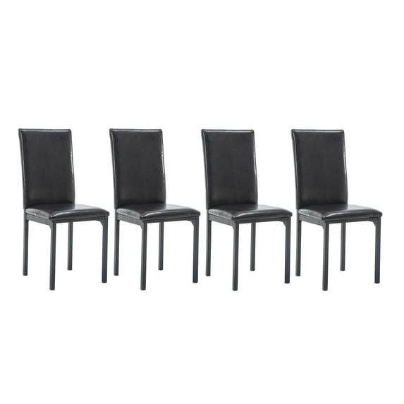 Set of 4 Arjen Dining Chairs Black - Boraam: Faux Leather, Metal Frame, Contemporary Style