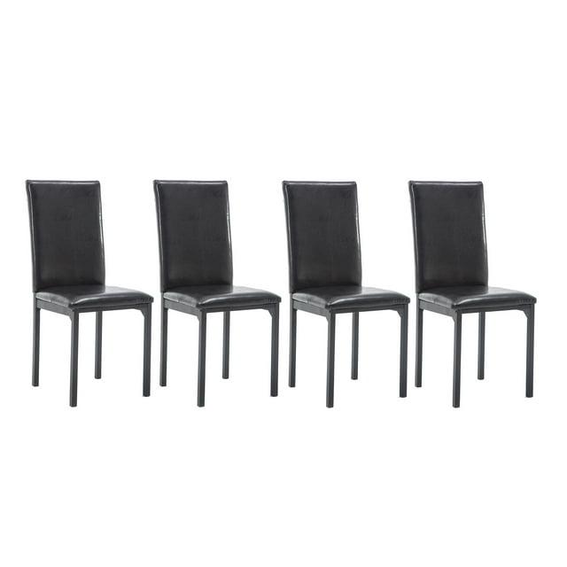 Set of 4 Arjen Dining Chairs Black - Boraam: Faux Leather, Metal Frame, Contemporary Style