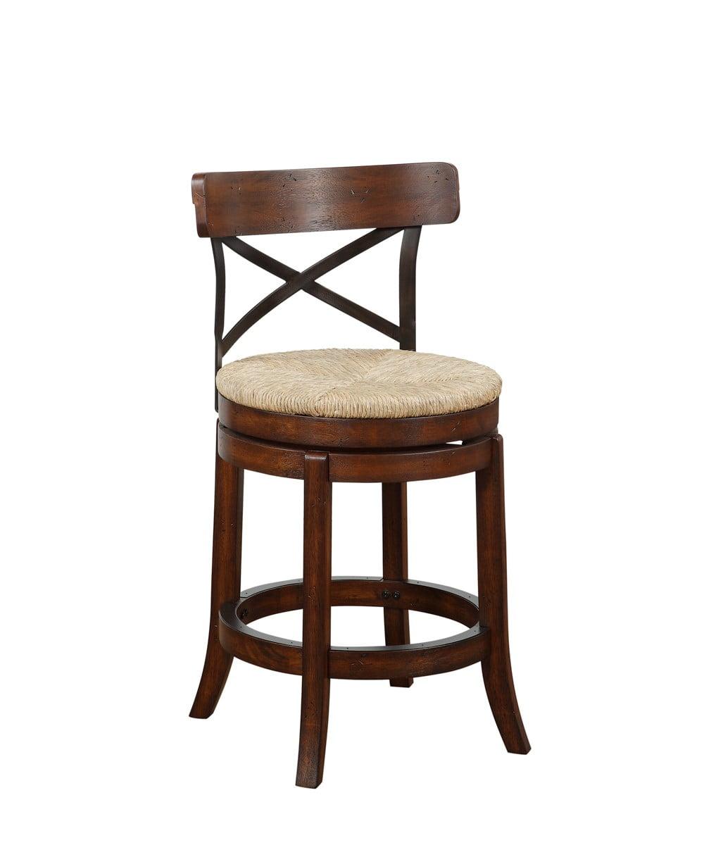 Myrtle 24" Mahogany Swivel Counter Stool with Sedge Weave Seat