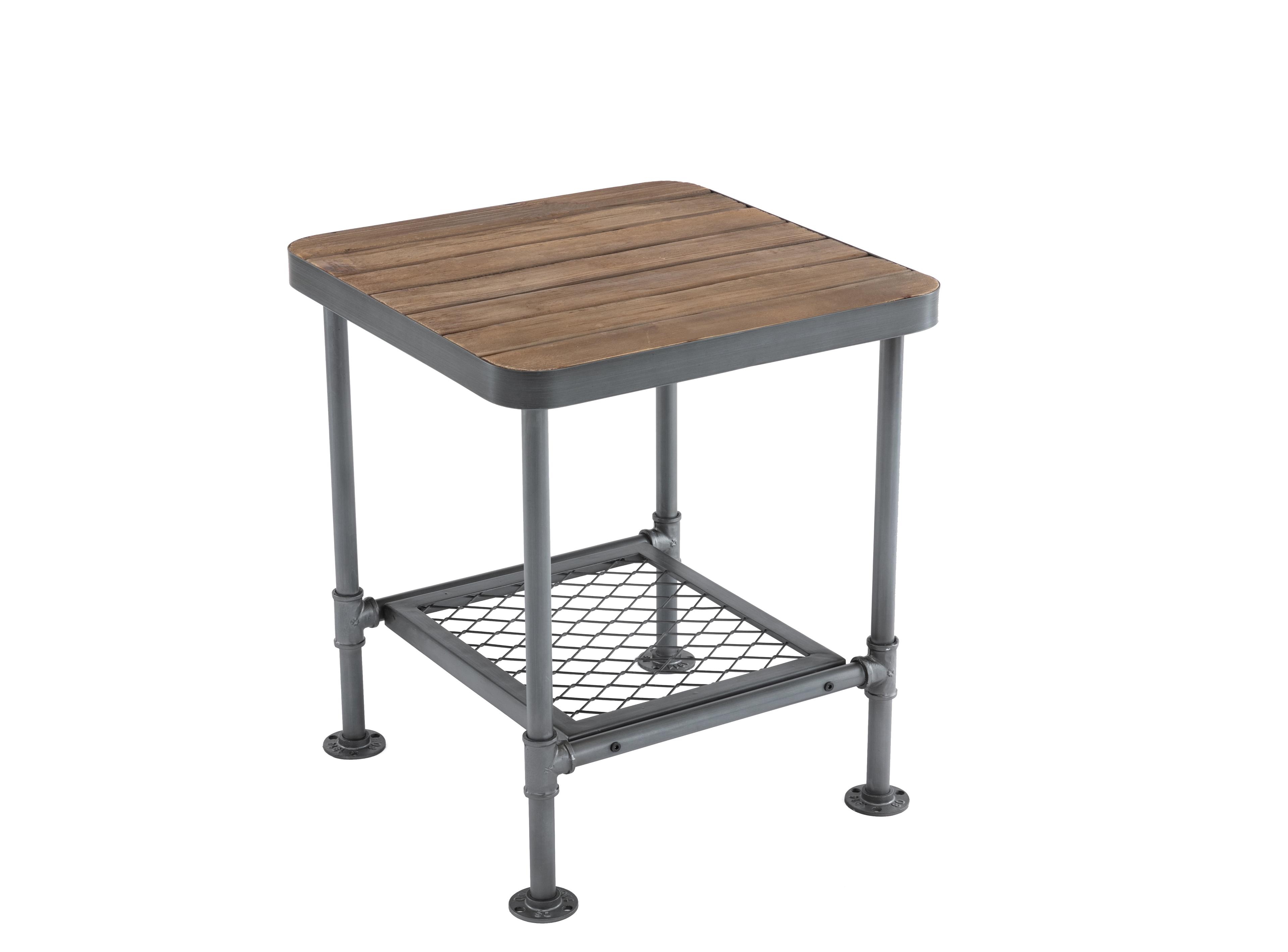 Newport Industrial Gray & Natural Fir Wood Square End Table