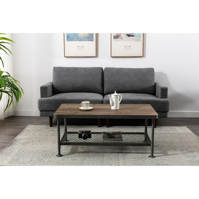 Newport Coffee Table Gray/Natural - Boraam: Metal Frame, Fir Wood Top, 42" L x 24" W x 18" H