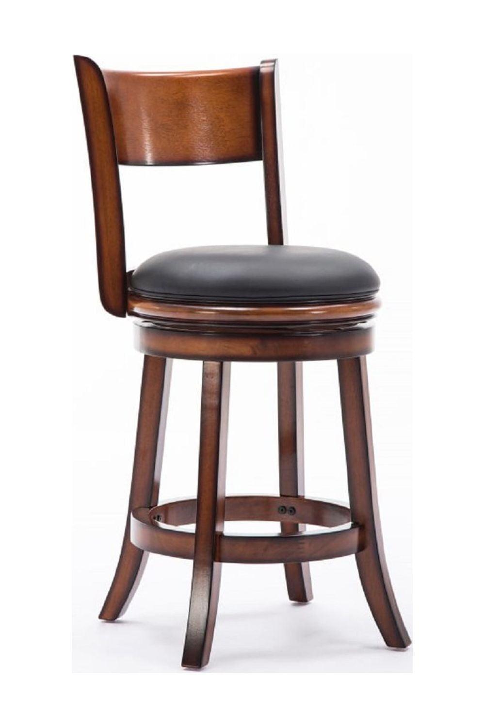 Chestnut Bonded Leather 24" Swivel Counter Stool with High-Density Foam