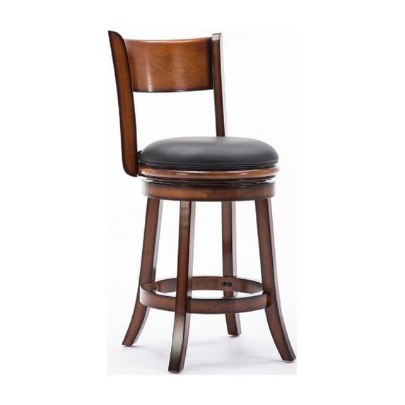 Boraam Industries Palmetto Swivel 24" Counter Height Barstool: Upholstered, Curved Back, Hardwood