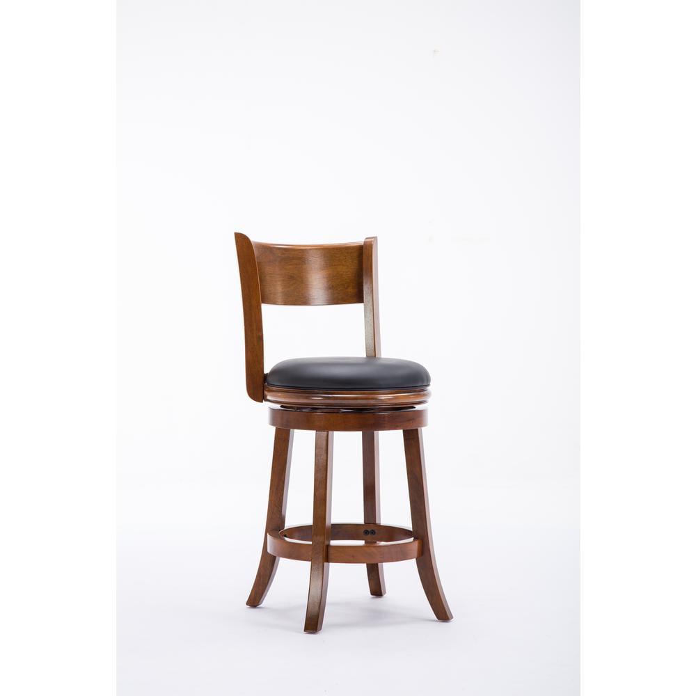 Boraam 24" Palmetto Swivel Hardwood Counter Height Barstool Walnut: Upholstered, Lacquered Finish, Foam Filled