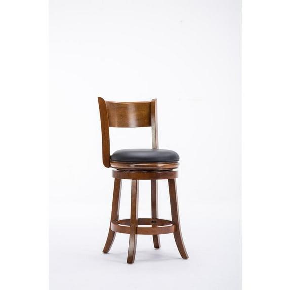 Boraam 24" Palmetto Swivel Hardwood Counter Height Barstool Walnut: Upholstered, Lacquered Finish, Foam Filled