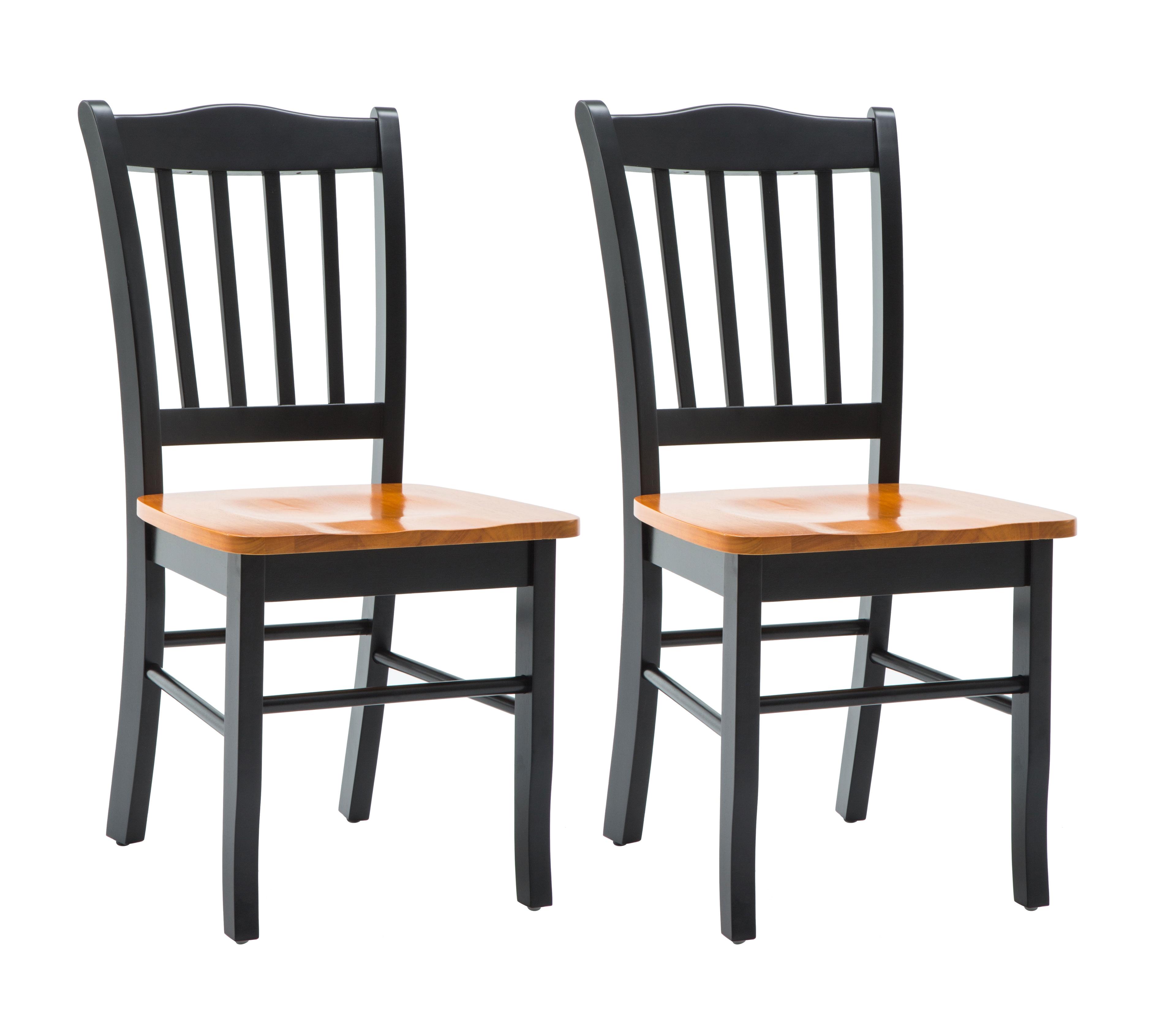 Set of 2 Shaker Wood Dining Chairs Black/Oak - Boraam: Rubberwood, Farmhouse Style, 300lbs Capacity