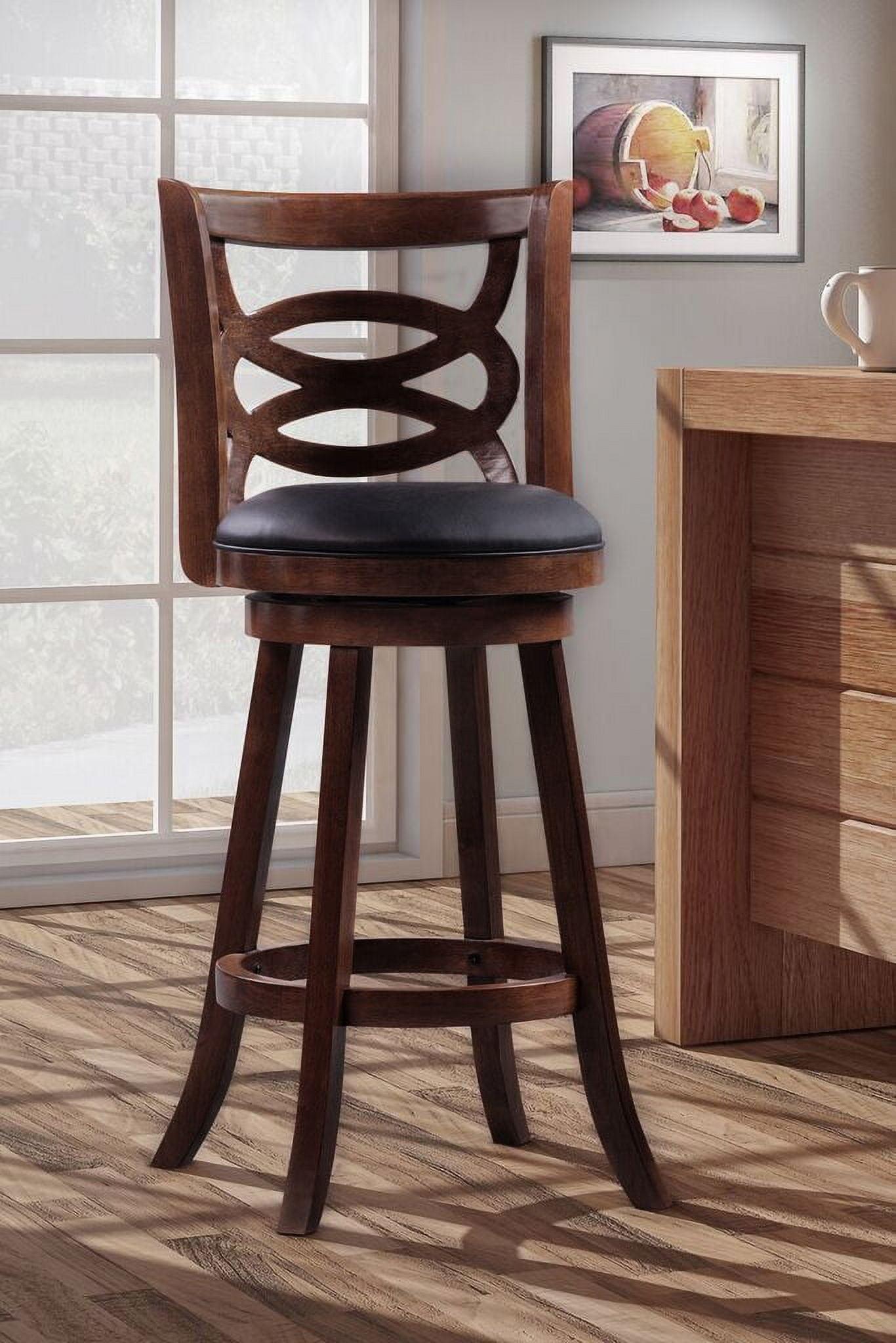 Cappuccino Leatherette 360 Swivel Wood Barstool