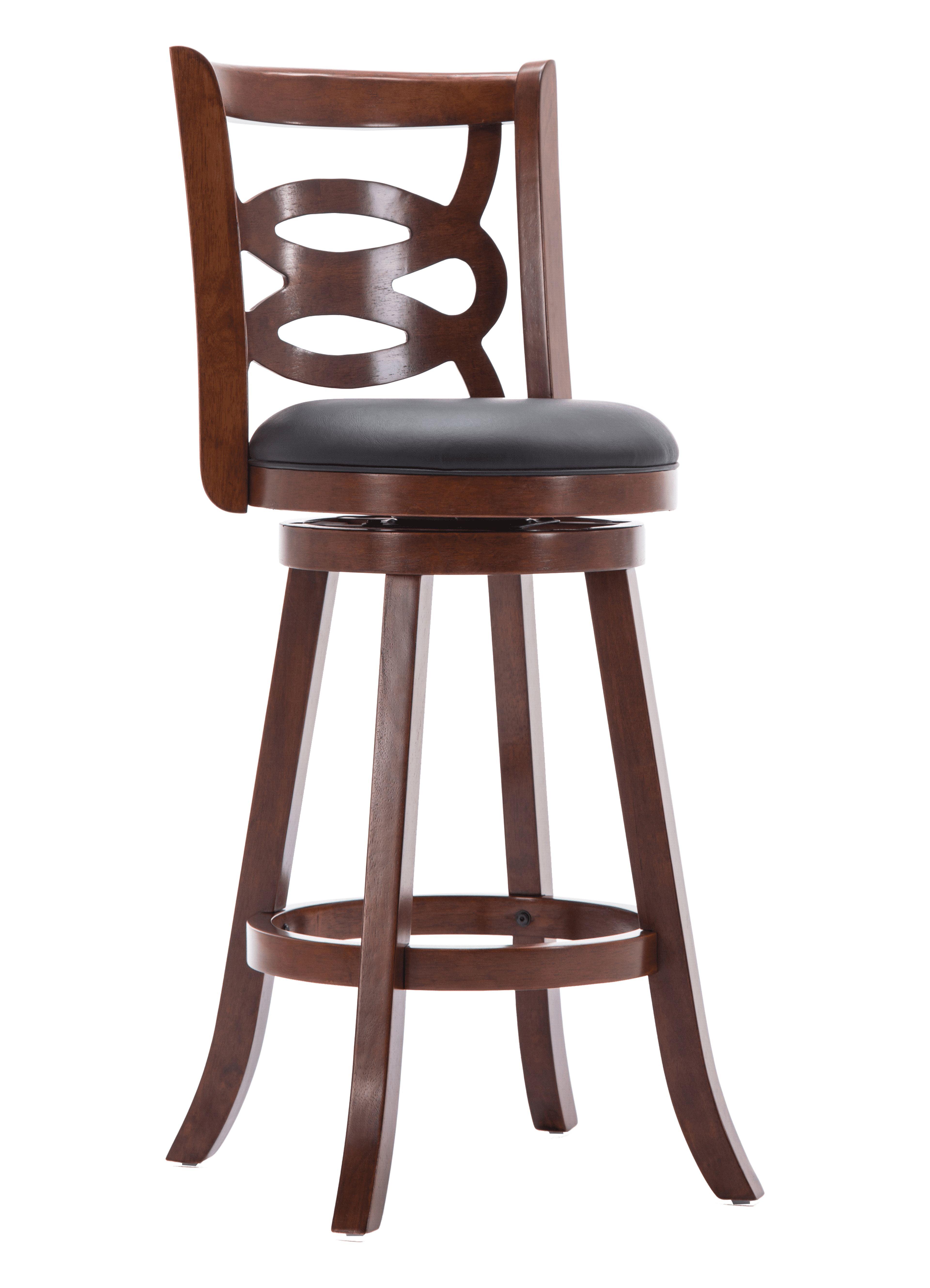 Boraam Siena 29in. High Back Swivel Wood Kitchen Bar Stool - Cherry Finish