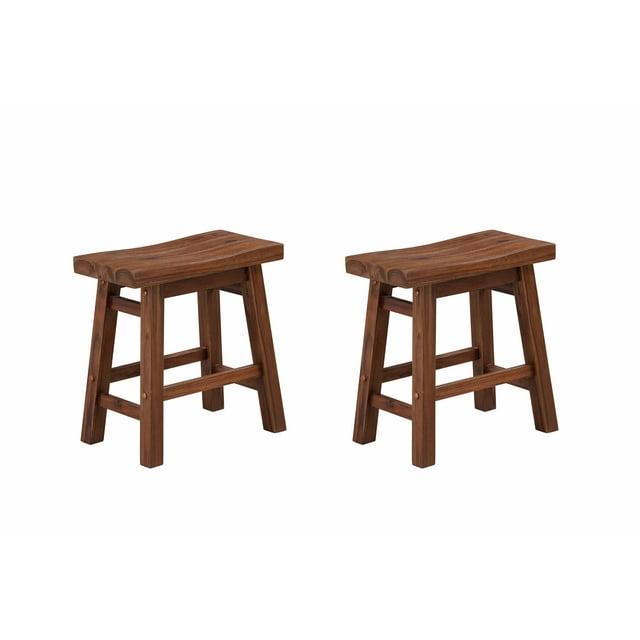 Set of 2 18" Sonoma Saddle Stools, Acacia Wood, Rustic Farmhouse - Boraam