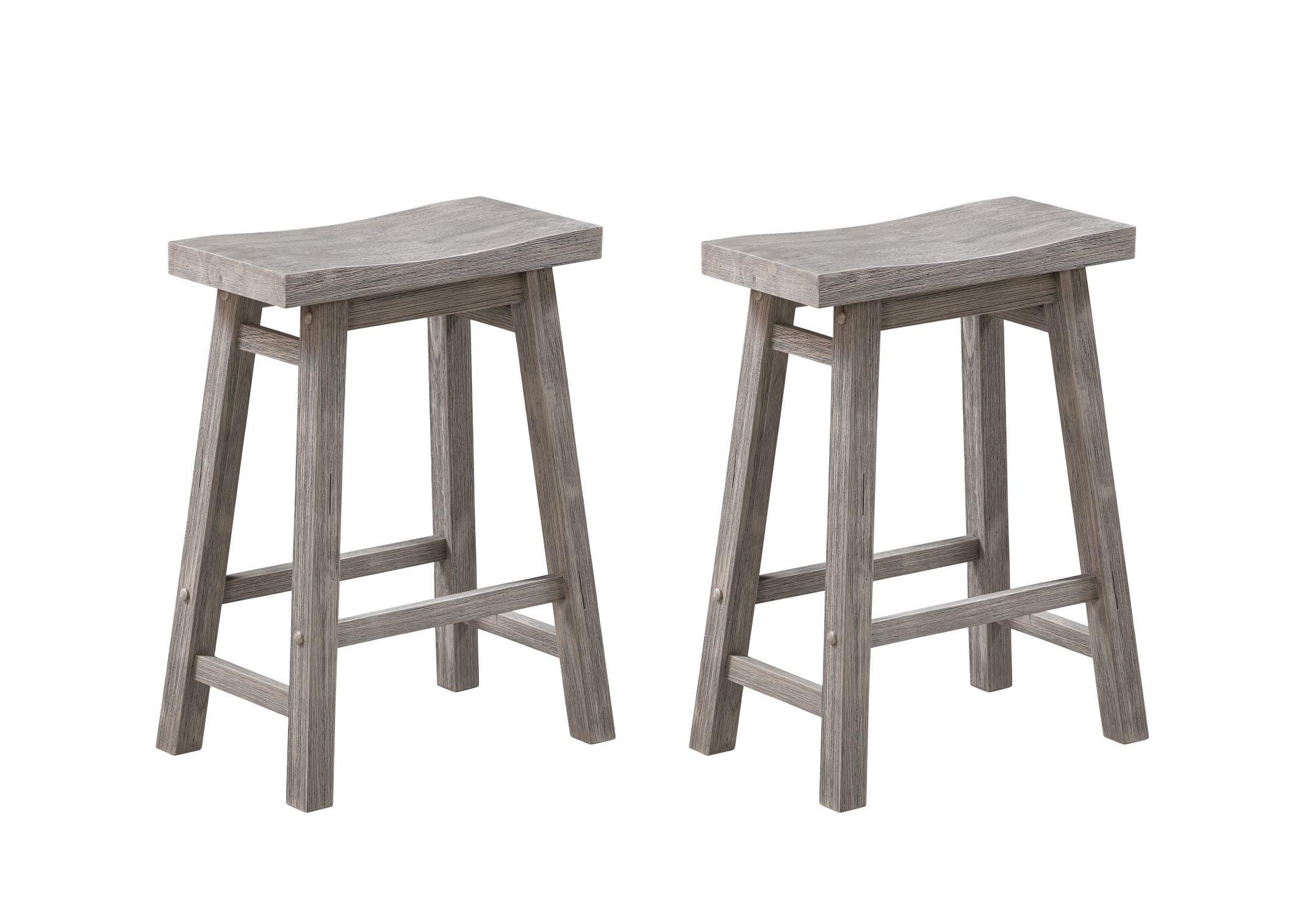 Set of 2 29" Sonoma Saddle Counter Height Barstool Barnwood Wire Brush - Boraam: Wood Frame, Fixed Seat Height
