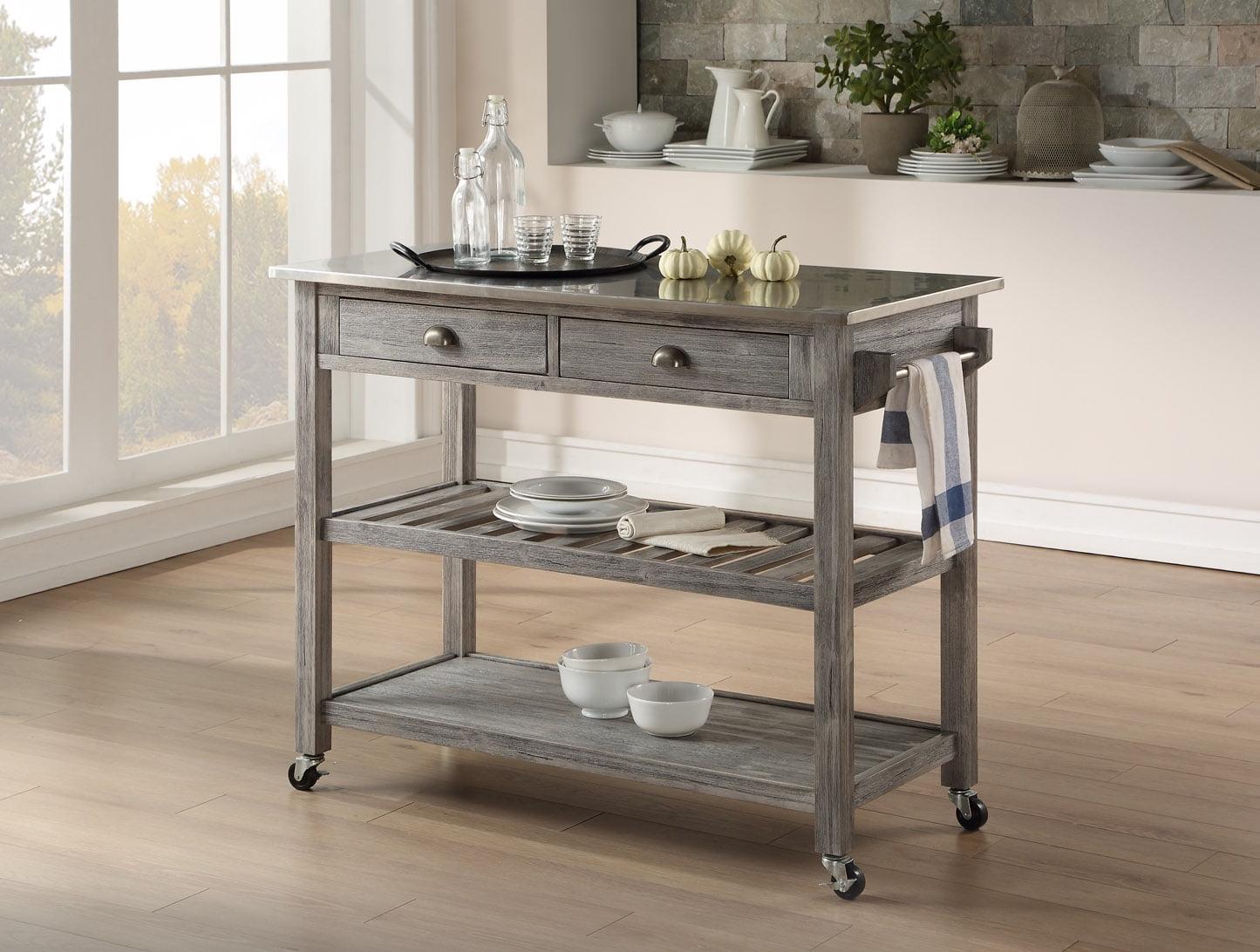 Sonoma Kitchen Cart with Stainless Steel Top  - Boraam