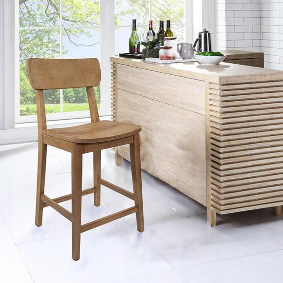 24" Torino Counter Height Barstool Barnwood - Boraam: Solid Wood, Farmhouse Style, Square Seat