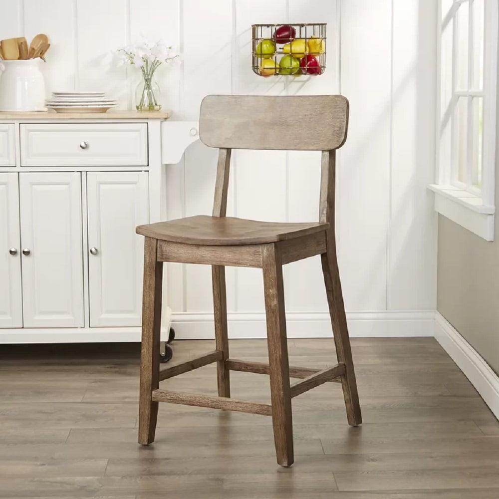 24" Torino Counter Height Barstool Barnwood - Boraam: Solid Wood, Farmhouse Style, Square Seat