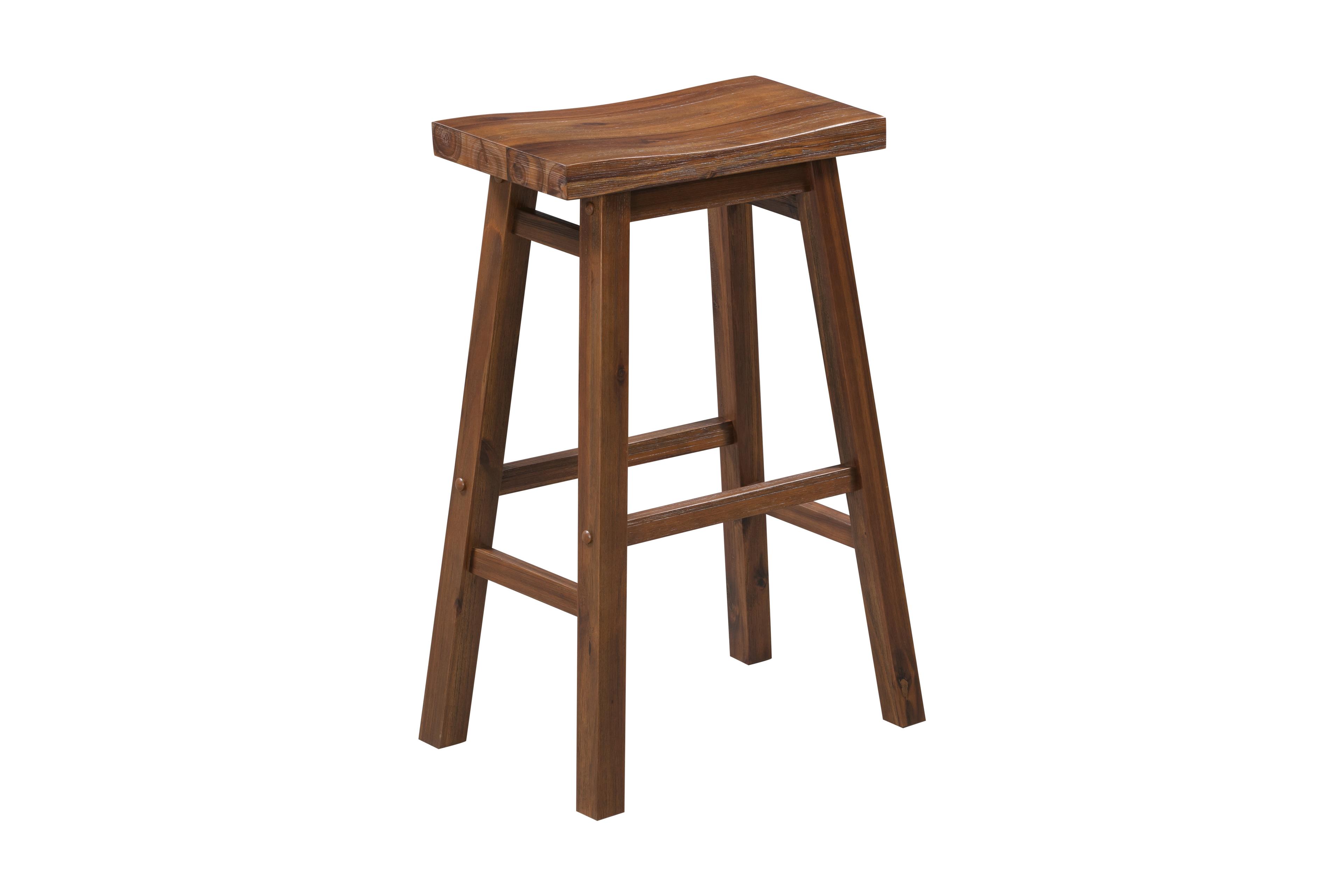 29" Sonoma Saddle Barstool Chestnut - Boraam: Solid Rubberwood, Wire-Brush Finish, Footrests