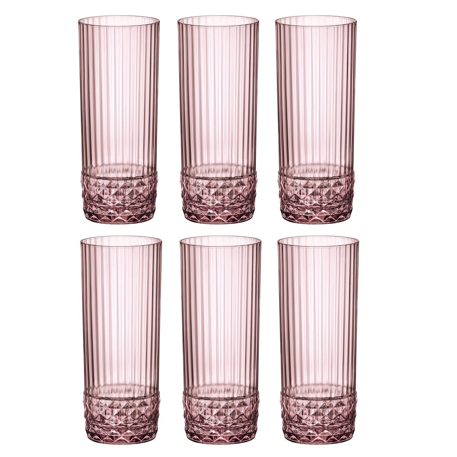 Bormioli Rocco America '20s 16.25 oz Cooler Glass, Set of 6 - Lilac Rose