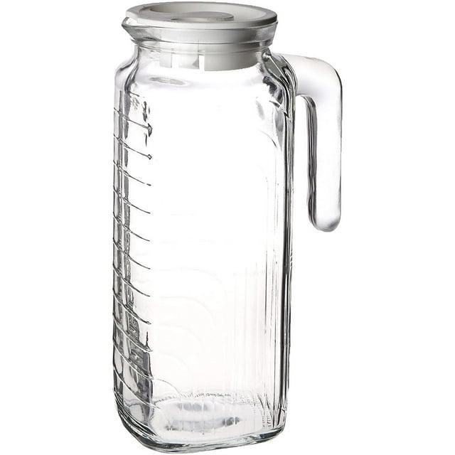 Bormioli Rocco Gelo Glass Jug/Pitcher with Lid, 41-Ounce, White Lid, , Beverage Server, White Lid