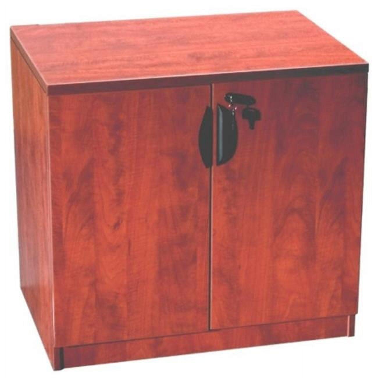 Traditional Cherry Wood Lockable Office Cabinet with 2 Drawers