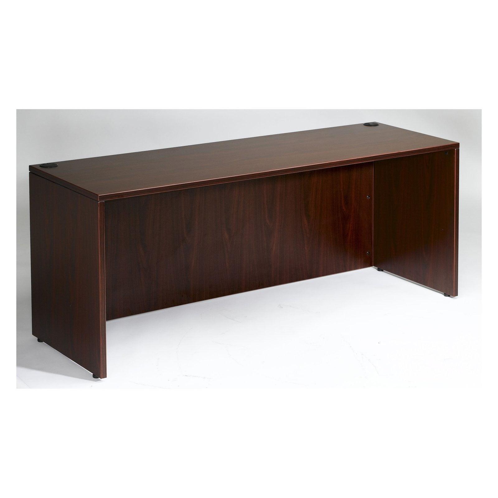 Executive Mahogany Laminate Credenza Desk with Leveling Glides