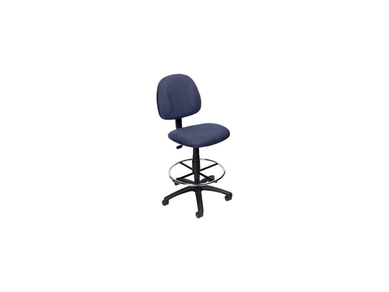 Ergonomic Blue Fabric Drafting Stool with Metal Base