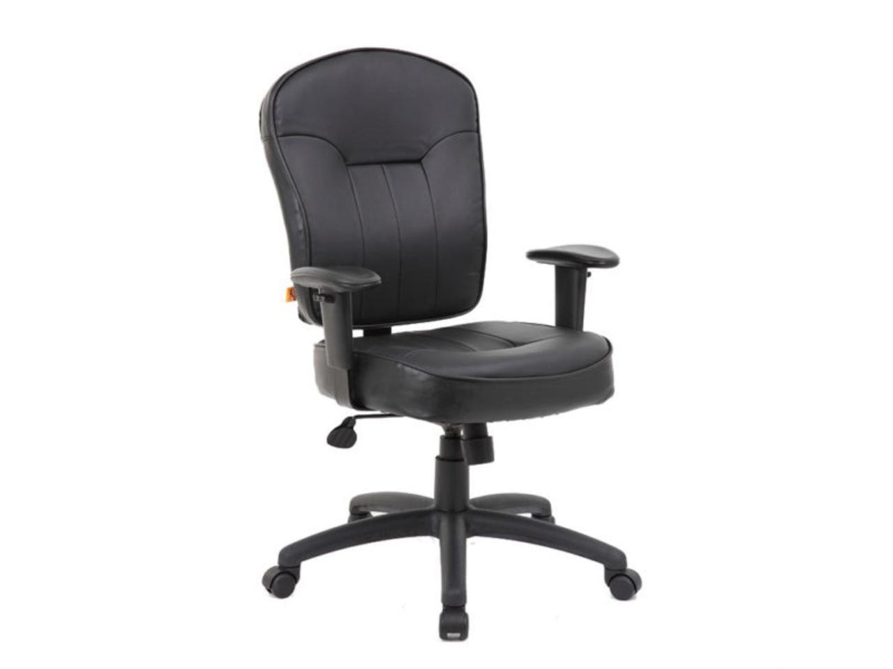 Leather Task Chair with Adjustable Arms Black - Boss Office Products