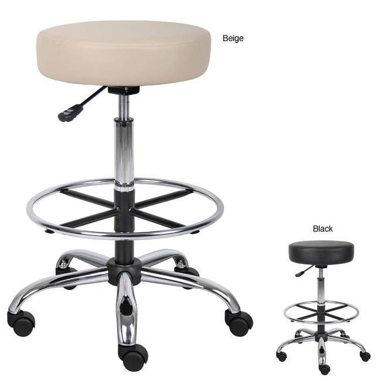 Sleek Adjustable Black Leather Swivel Drafting Stool