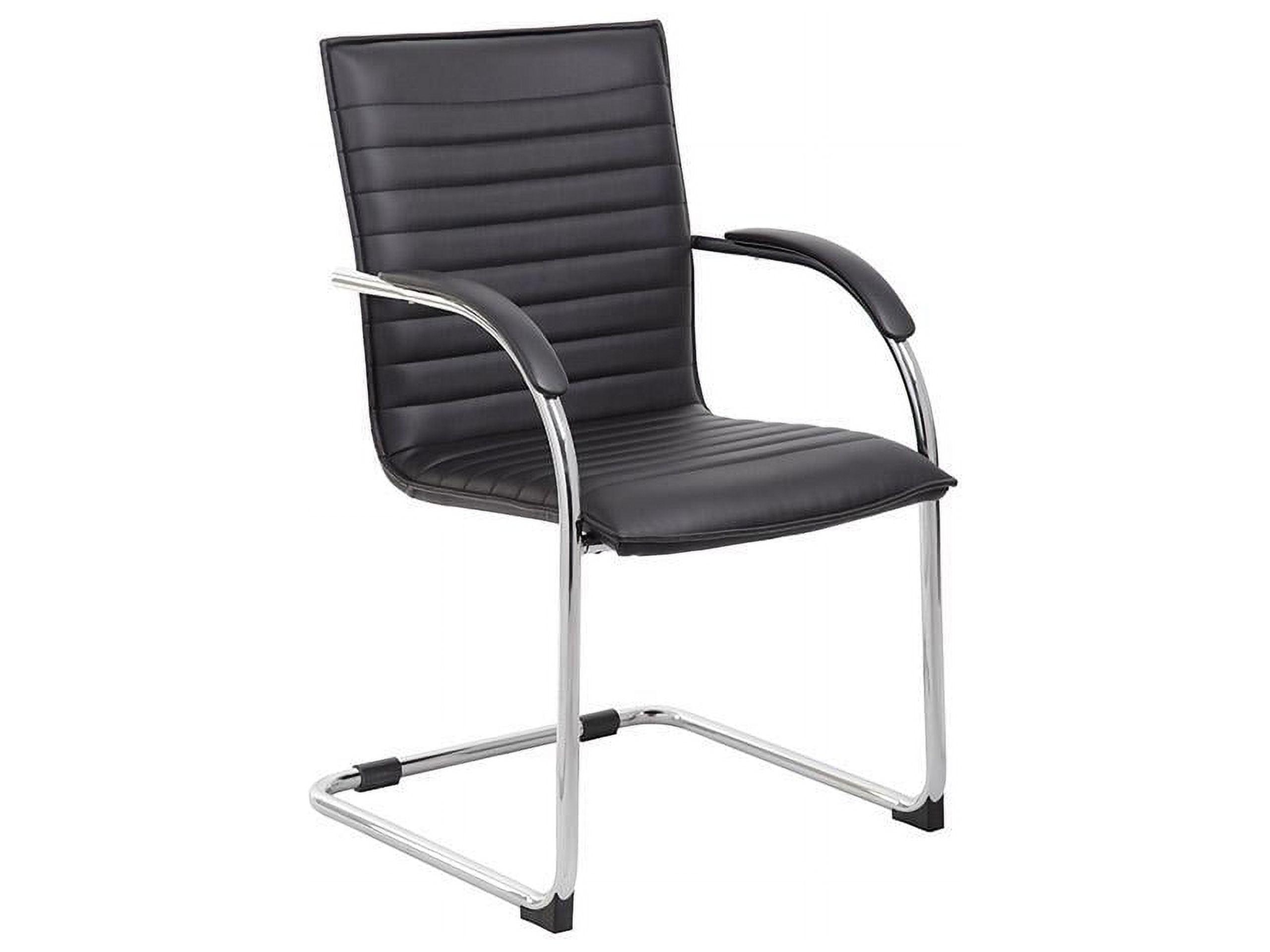 Luxurious Chrome Frame Black Vinyl Side Chair Set