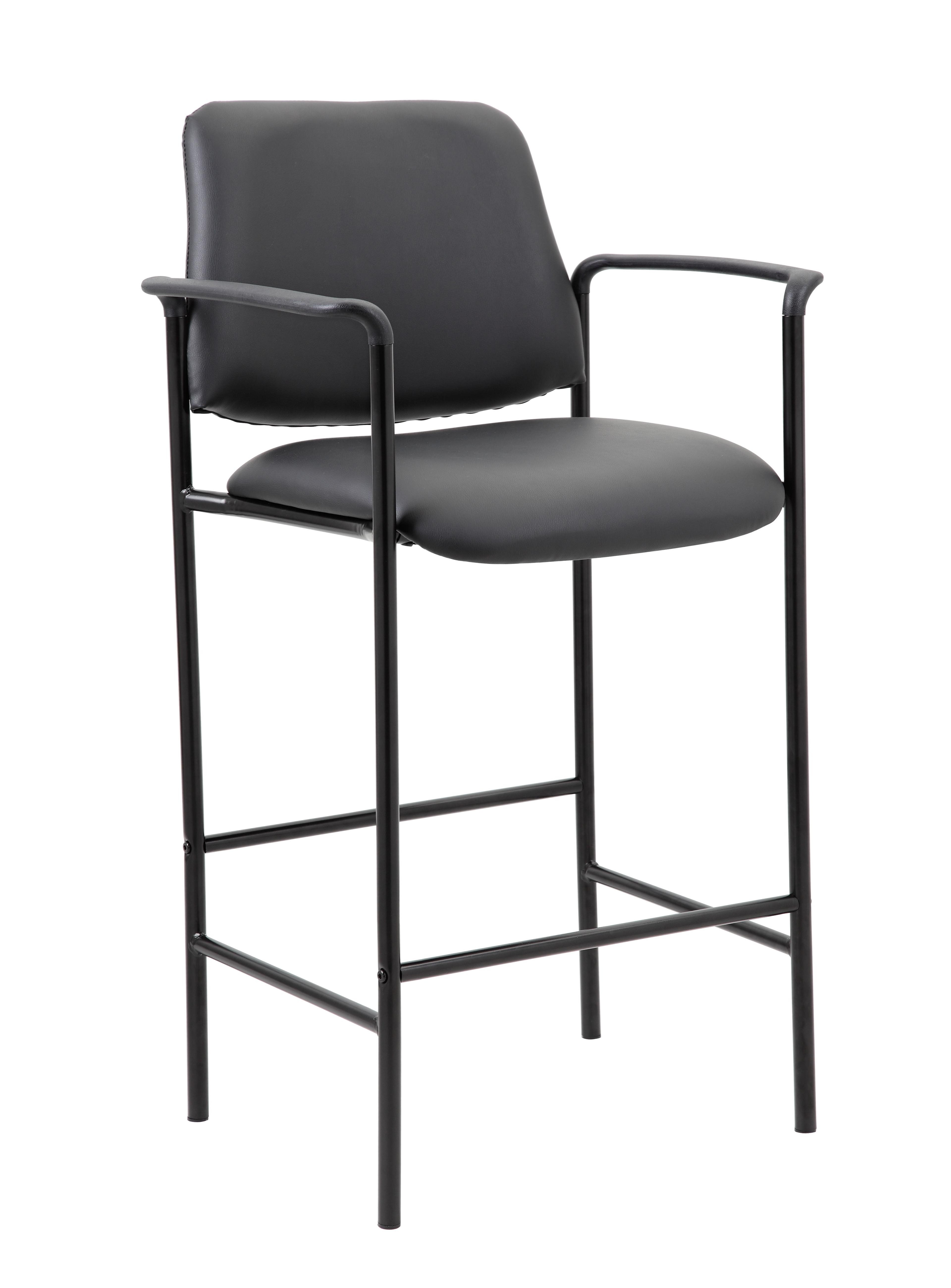 Stool with Arm Black- Boss Office Products