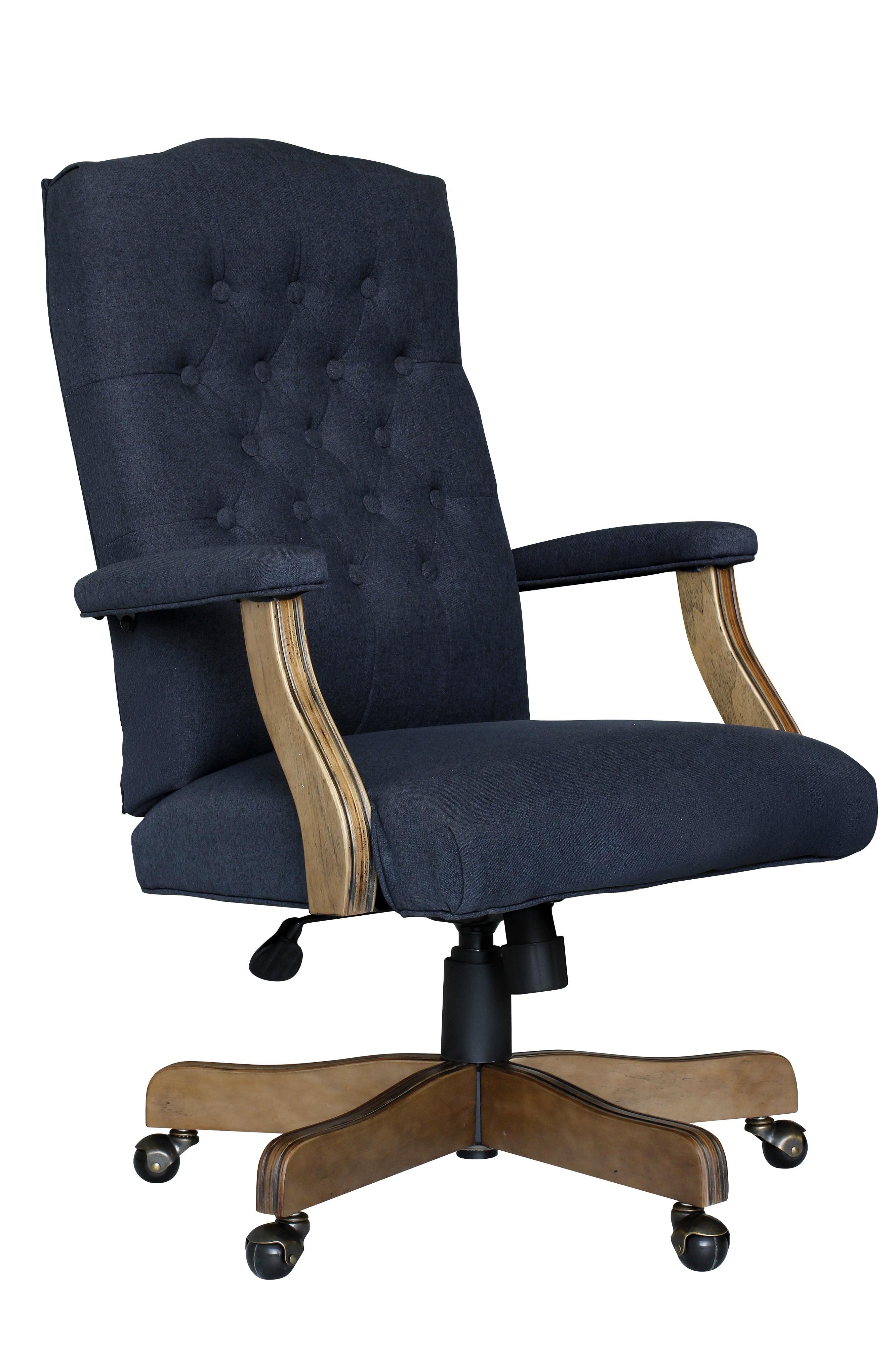 Traditional Executive Chair Navy - Boss Office Products: Commercial Grade, Driftwood Base, Brass Castors