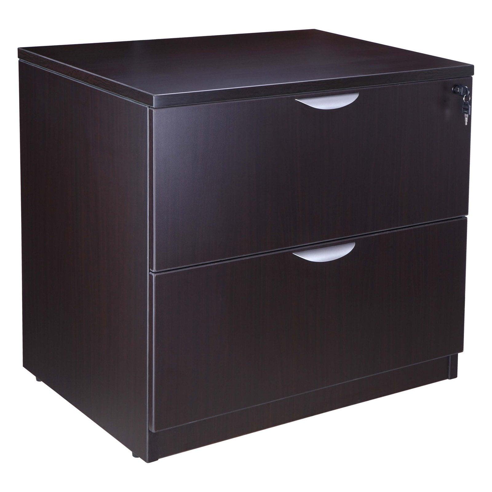 Mocha Matte 2-Drawer Lockable Mobile Lateral File Cabinet