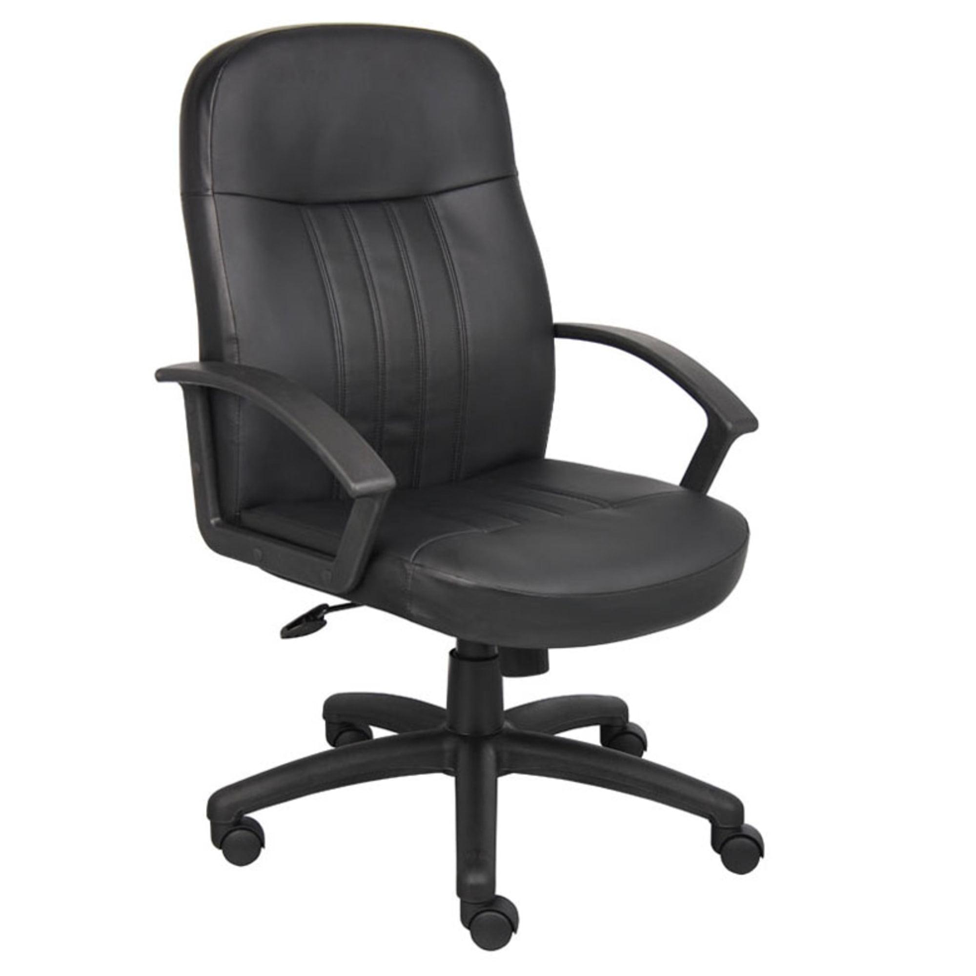 Executive Leather Budget Chair Black - Boss Office Products: Swivel, Lumbar Support, 250lb Capacity