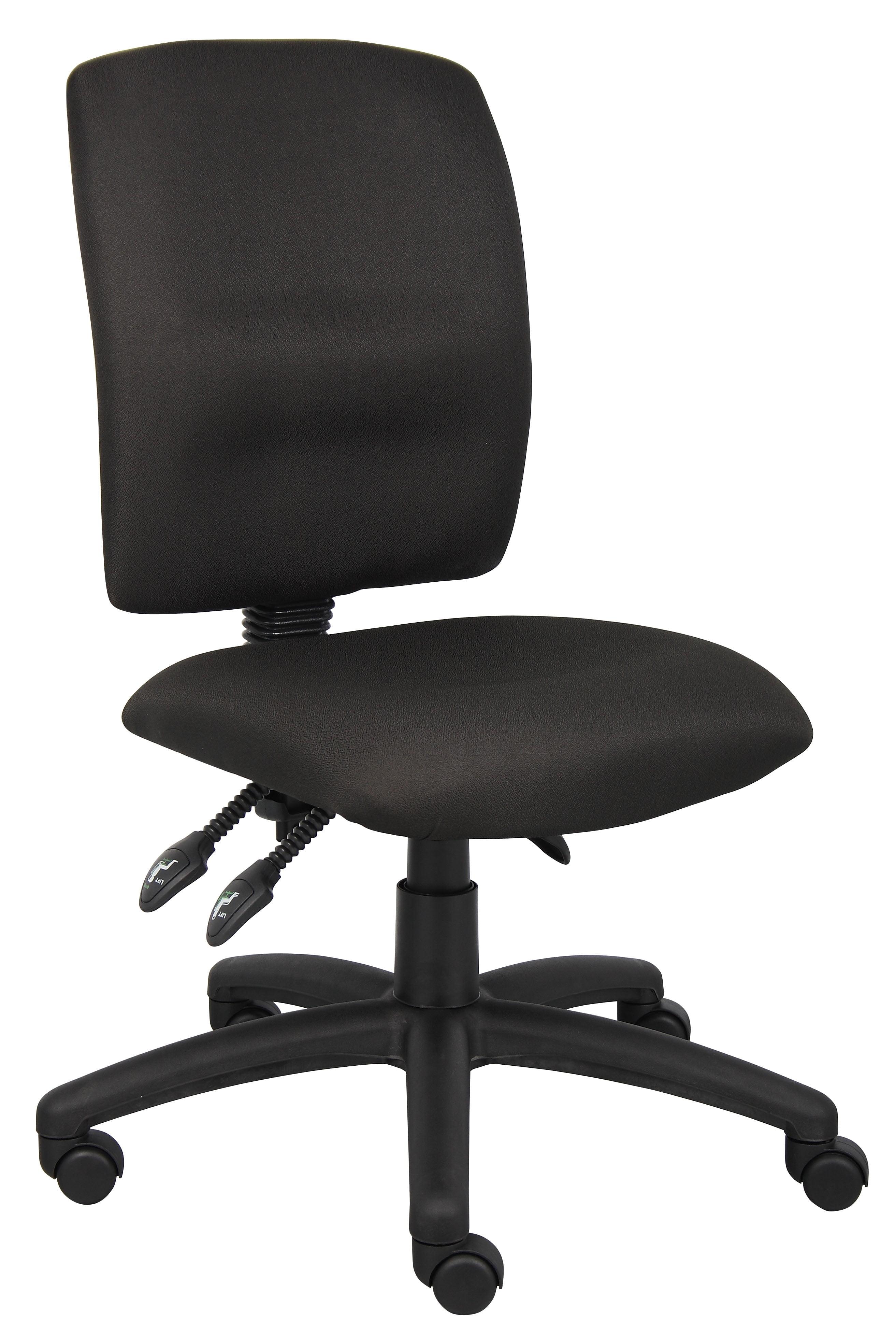 Multi-Function Fabric Task Chair Black - Boss Office Products: Ergonomic, Swivel, Lumbar Support, Nylon Legs