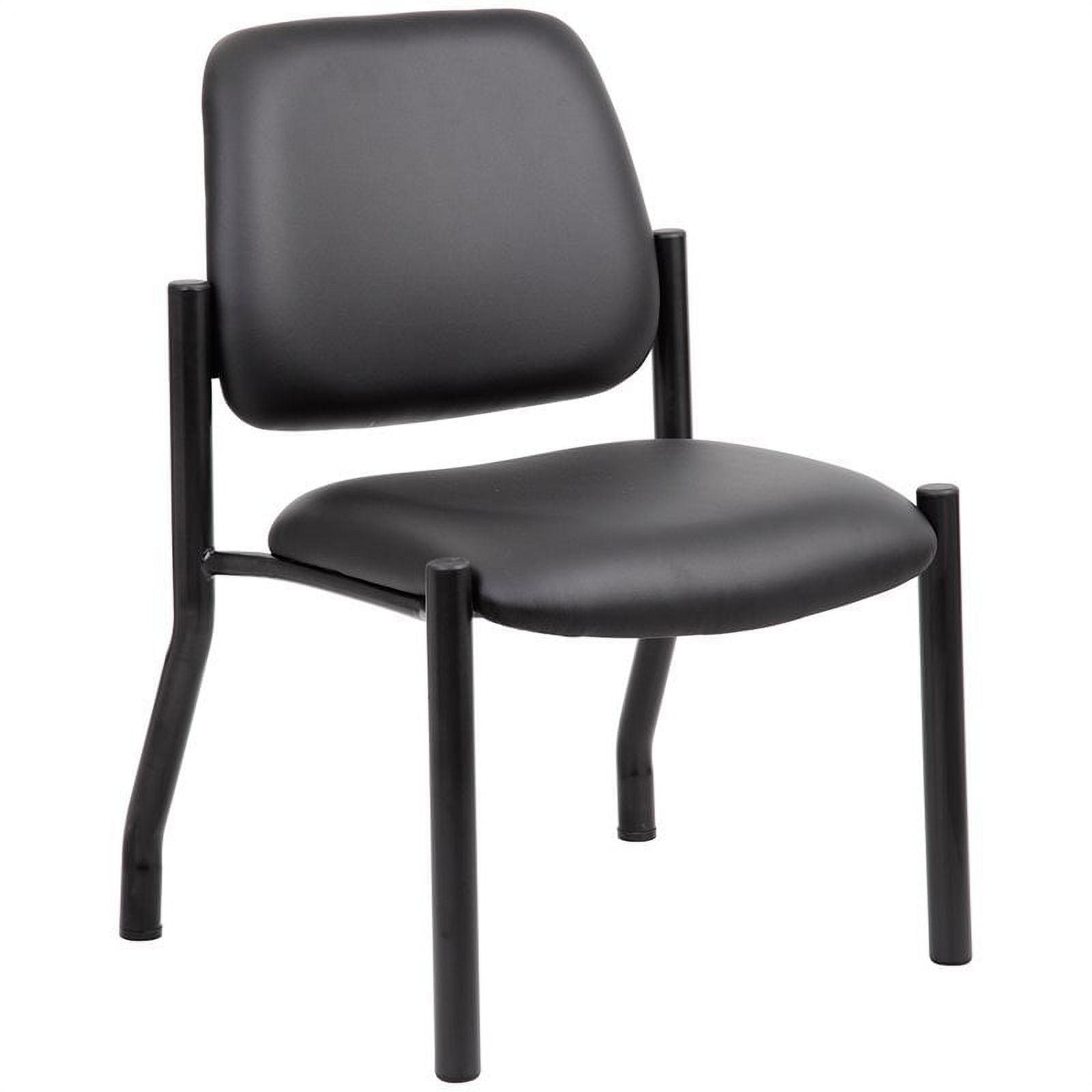 Sleek Mid-Back Armless Guest Chair in Antimicrobial Black Vinyl