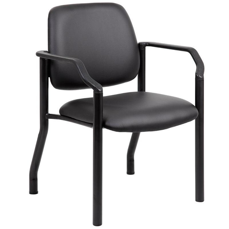 300lbs Guest Chair Antimicrobial Black - Boss Office Products: Sturdy Mid Back, Metal Frame, Easy Clean