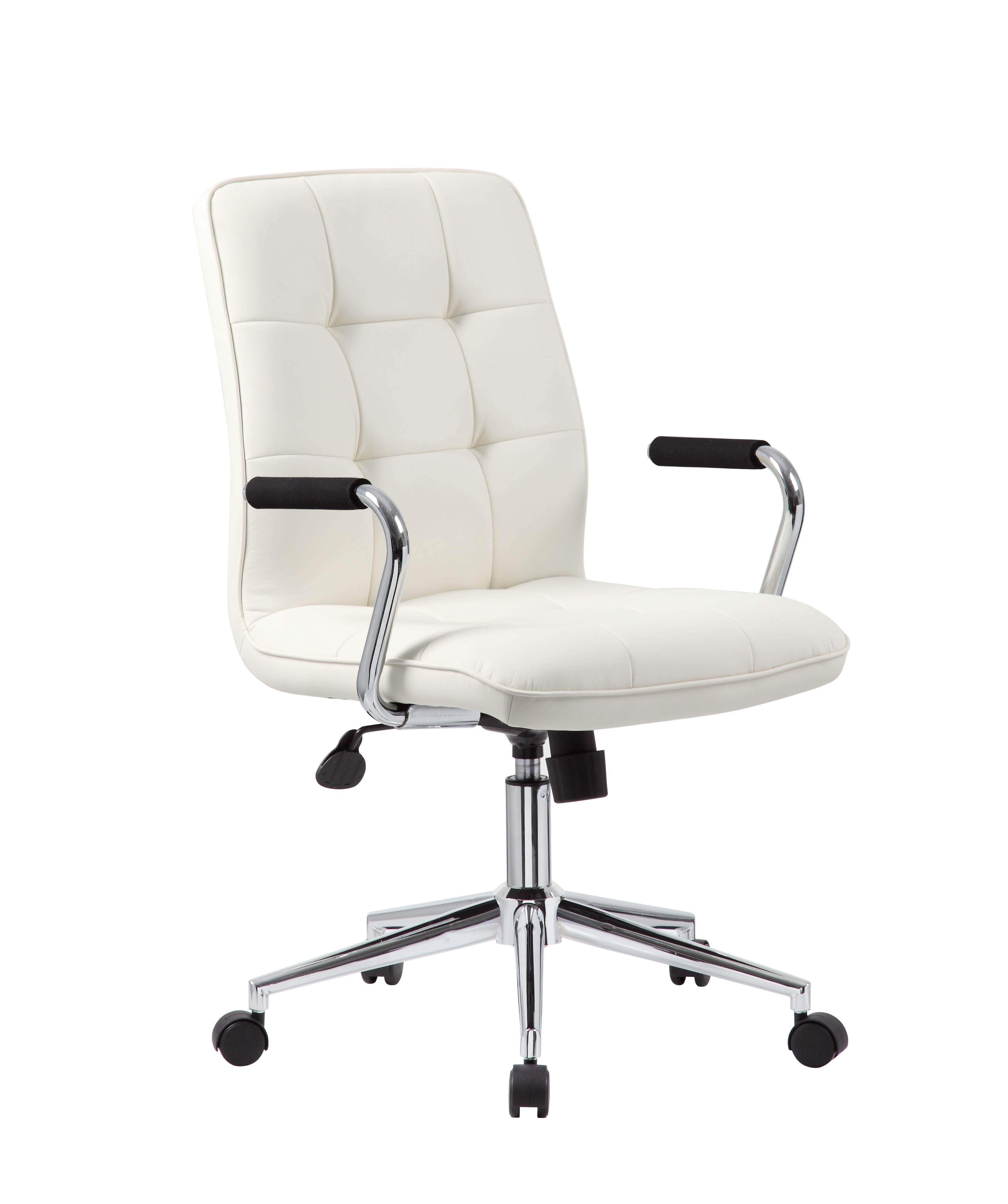 Boss Office Chair in White with Chrome Arms