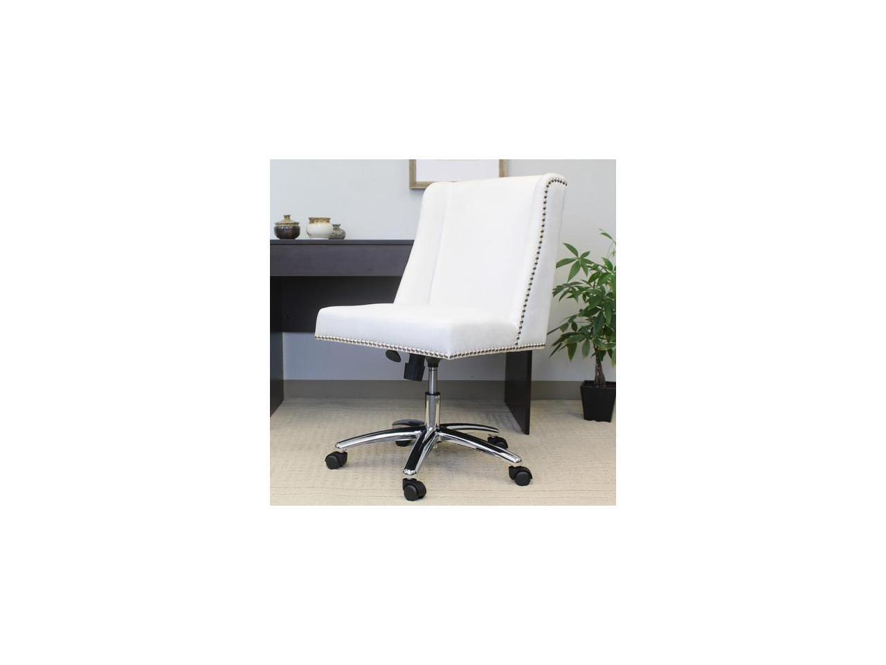 Decorative Task Chair White - Boss: Chrome Base, Swivel, Adjustable Height, Metal Frame, Casters