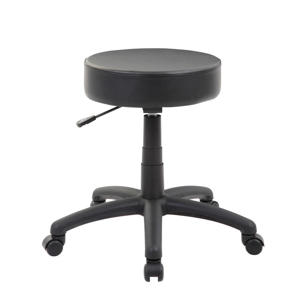 Boss Office Products Dot Faux Leather Swivel Drafting Stool in Black