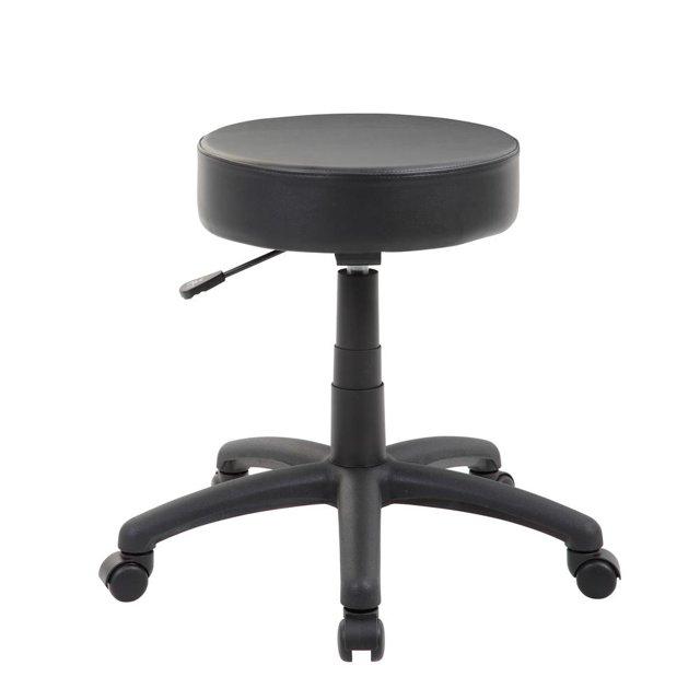 Boss Office Products Dot Faux Leather Swivel Drafting Stool in Black