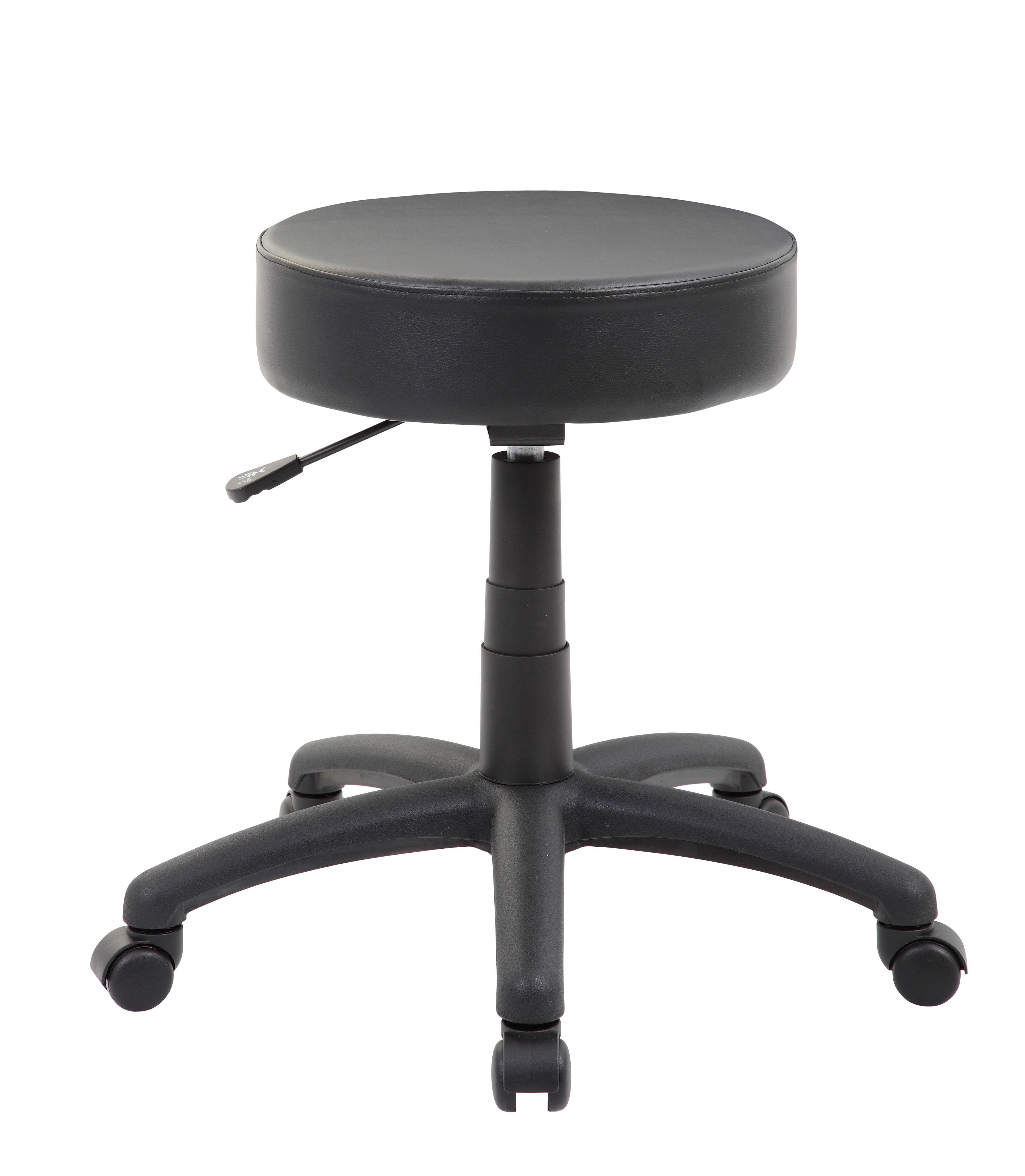 Boss Office Products Dot Faux Leather Swivel Drafting Stool in Black