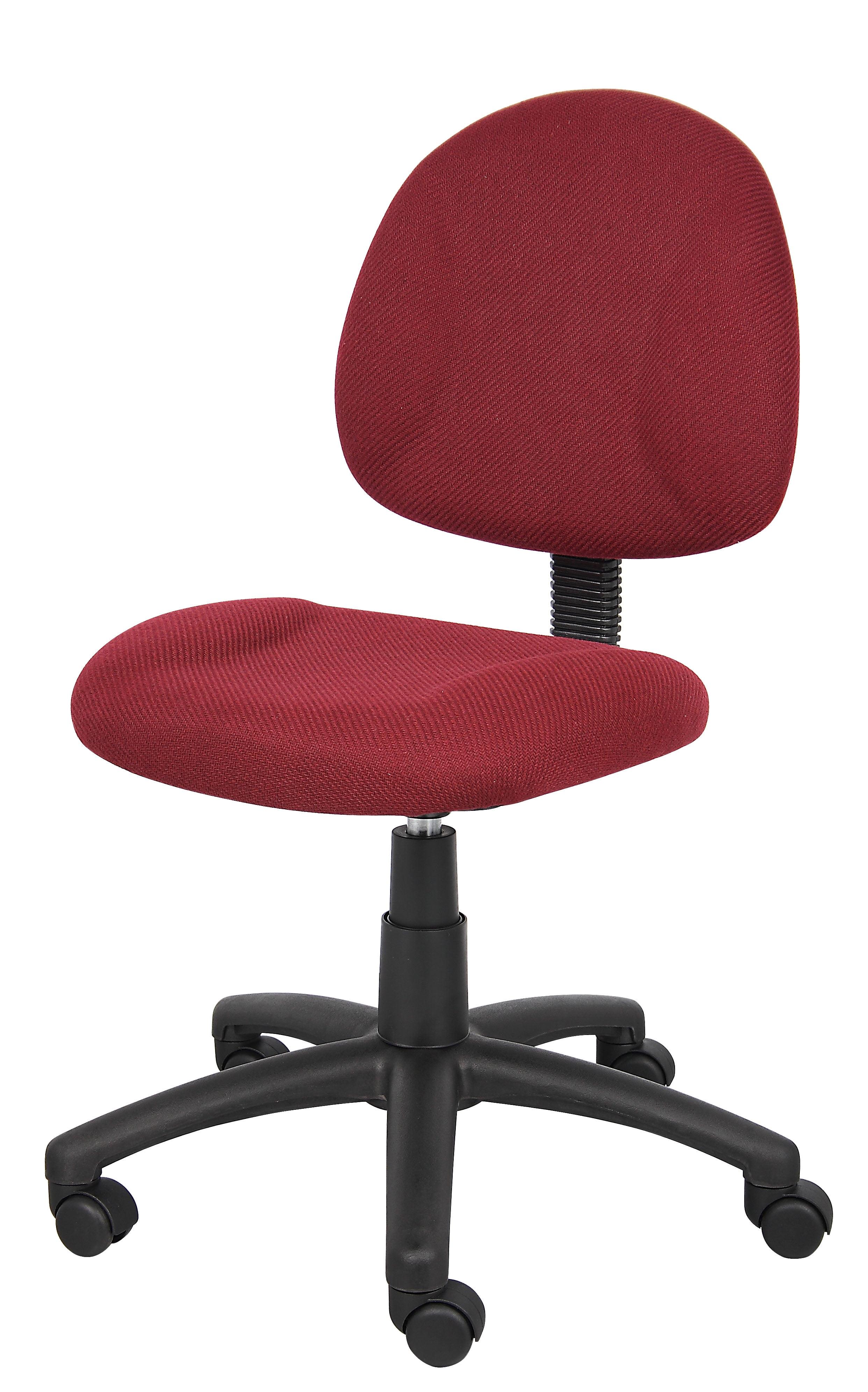 Burgundy Ergonomic Armless Fabric Office Chair