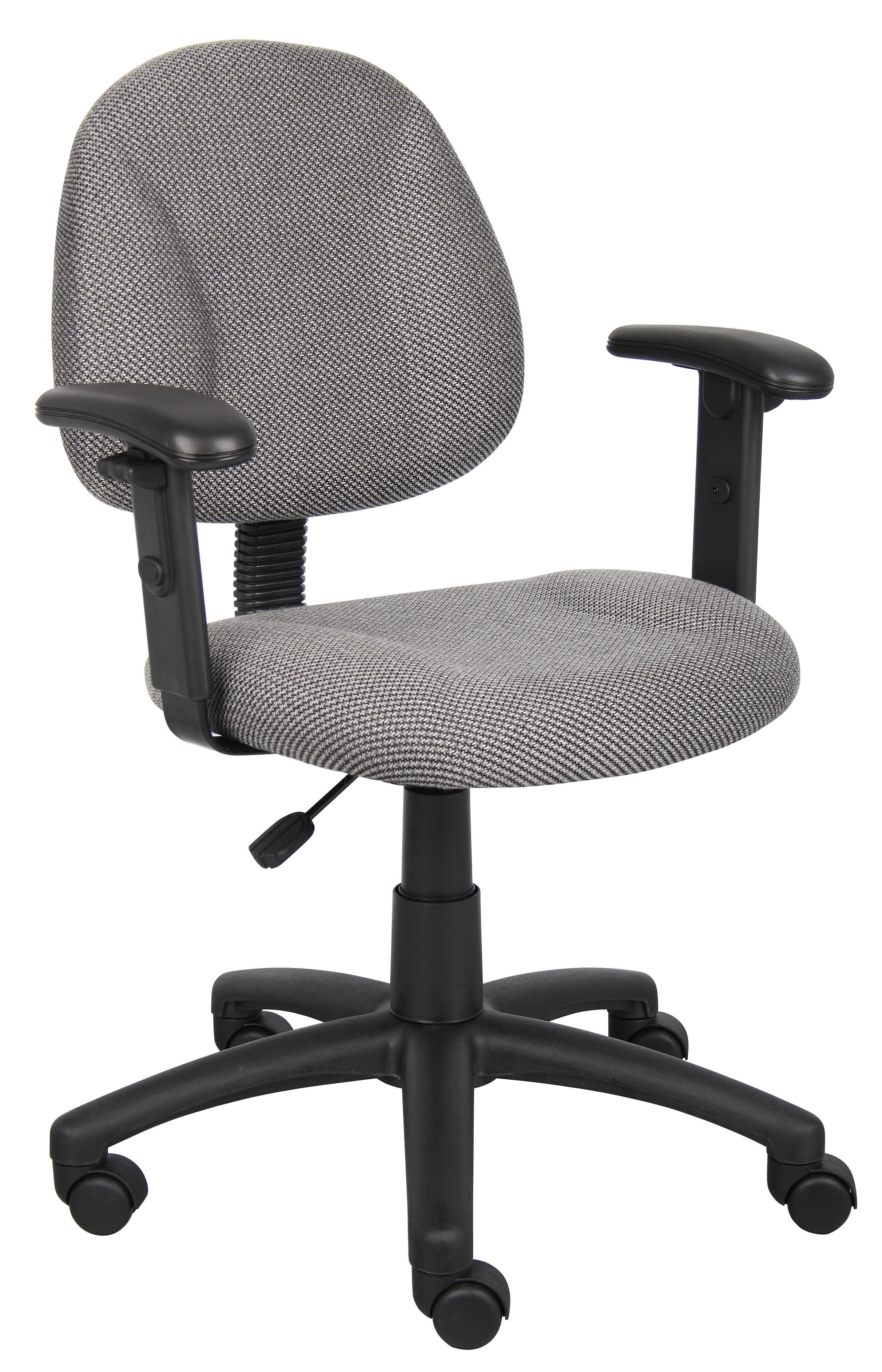 Deluxe Gray Fabric Task Chair with Adjustable Arms and Swivel Base