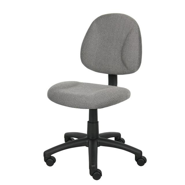 Boss Office Products Deluxe Posture Chair Gray : Ergonomic Swivel Computer Chair with Lumbar Support, Nylon Legs