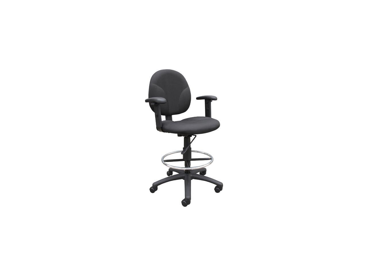 Drafting Stools with Adjustable Arms Black - Boss Office Products: Pneumatic Lift, 275lb Capacity, Nylon Base