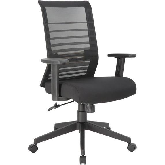 Linear Mesh Task Chair Black - Boss Office Products: Synchro-Tilt, Adjustable Arms, 275lbs Capacity