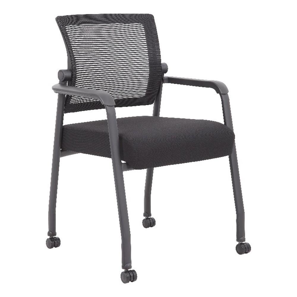 Mesh 4 Legged Guest Chair Black - Boss Office Products: Upholstered, Breathable, Fixed Height